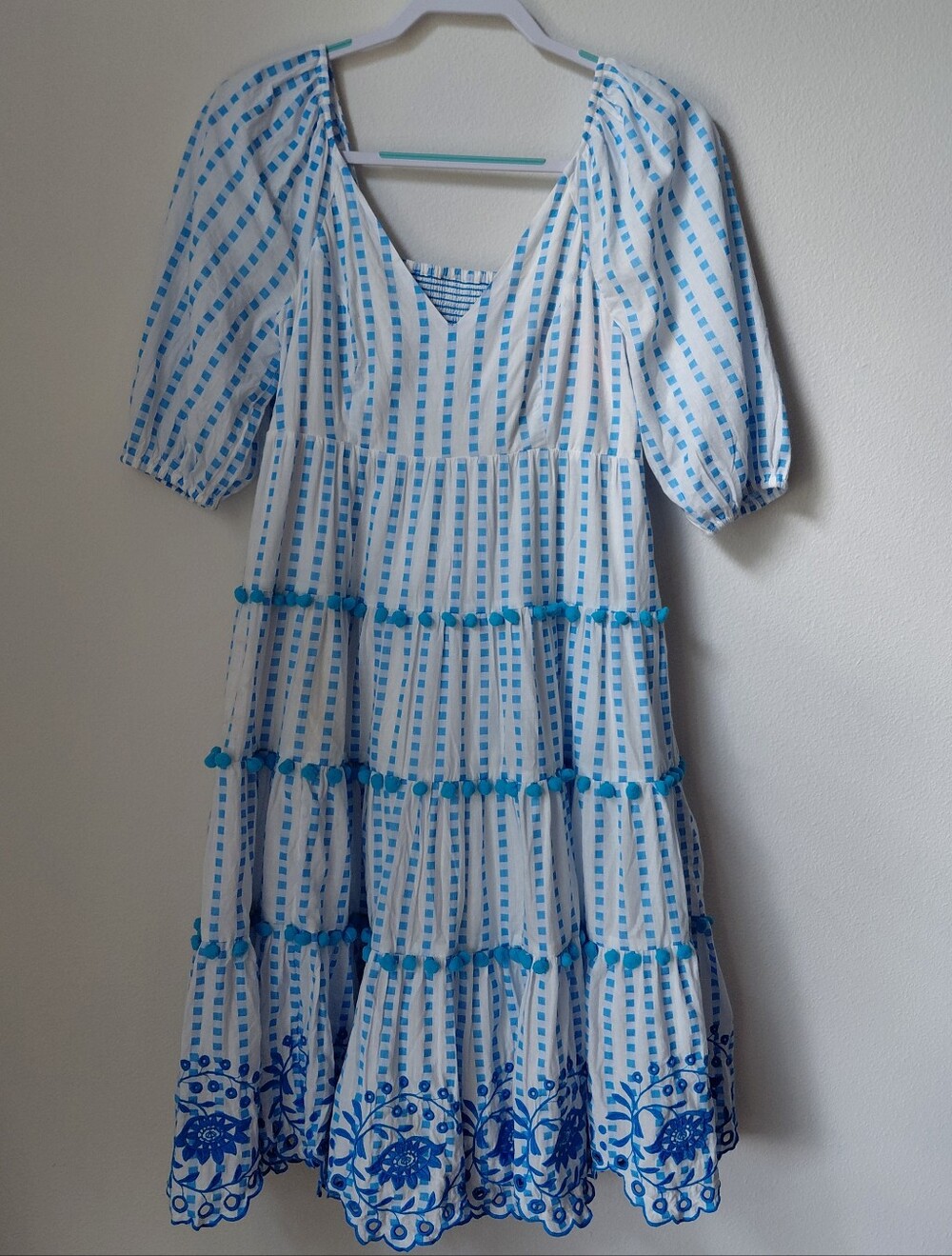 Lilly Pulitzer Sidney Midi Dress Gingham Stripe Jacquard Blue Flare - Picture 3 of 11